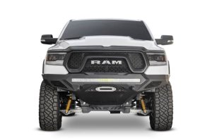 Ram Rebel 1500 Bumper - Front - Addictive Desert Designs - Stealth Fighter - Hammer Black with Satin Black panels - `19-`27